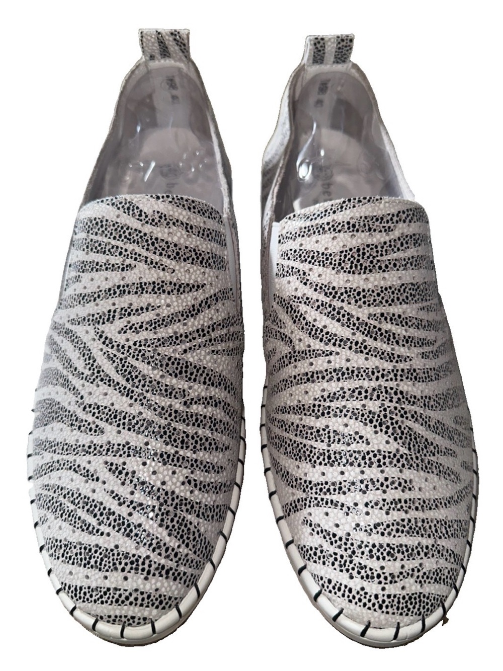 Bernie Mev Women's Slip-On Zebra Print Loafers in White and Black